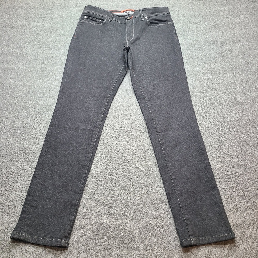 L.L.Bean Straight Leg Jeans Womens 10 Reg Gray Excellent Dark Wash Stretch Denim